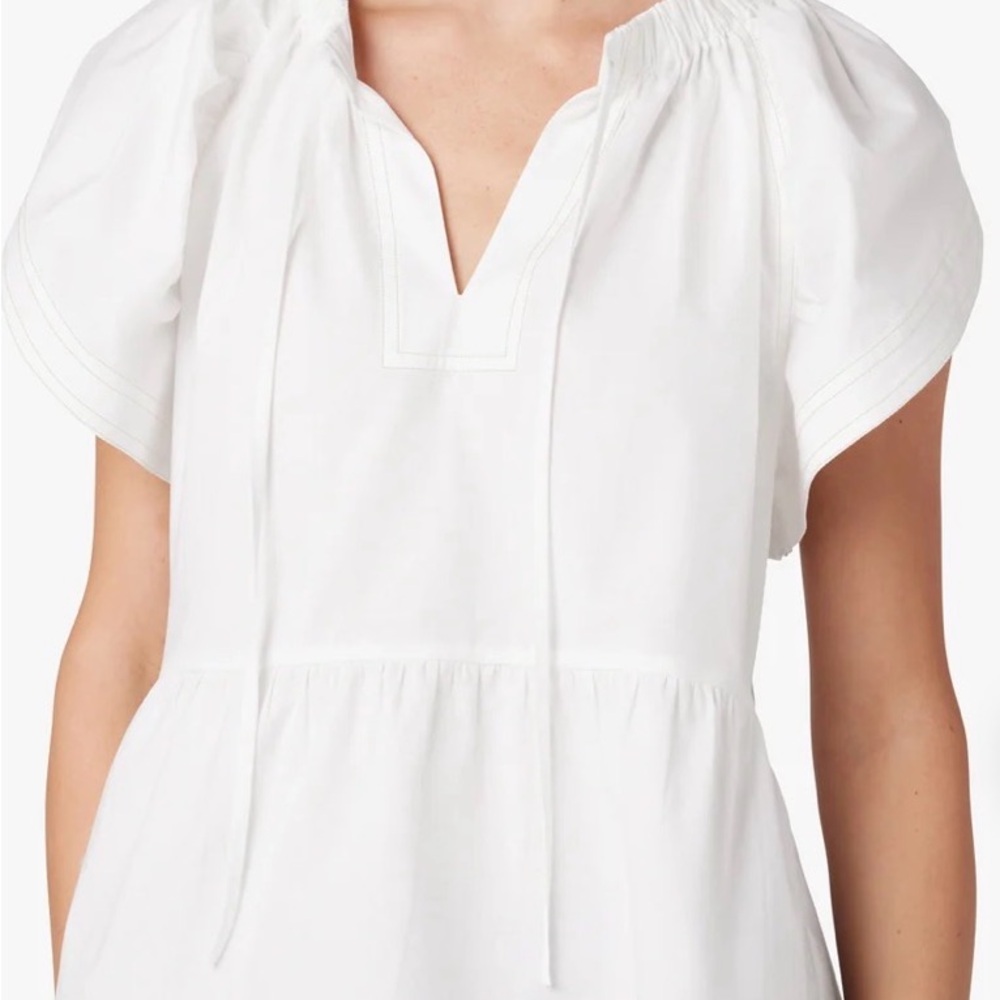 Joe’s Jeans White Adelyn Flutter Sleeve Top | Size S | 100% Cotton